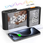 EN8837-A S-Shaped Alarm Clock with FM Radio, 0-100% Dimmer, Dual Alarms Digital Clock Thermohygrometer for Bedroom