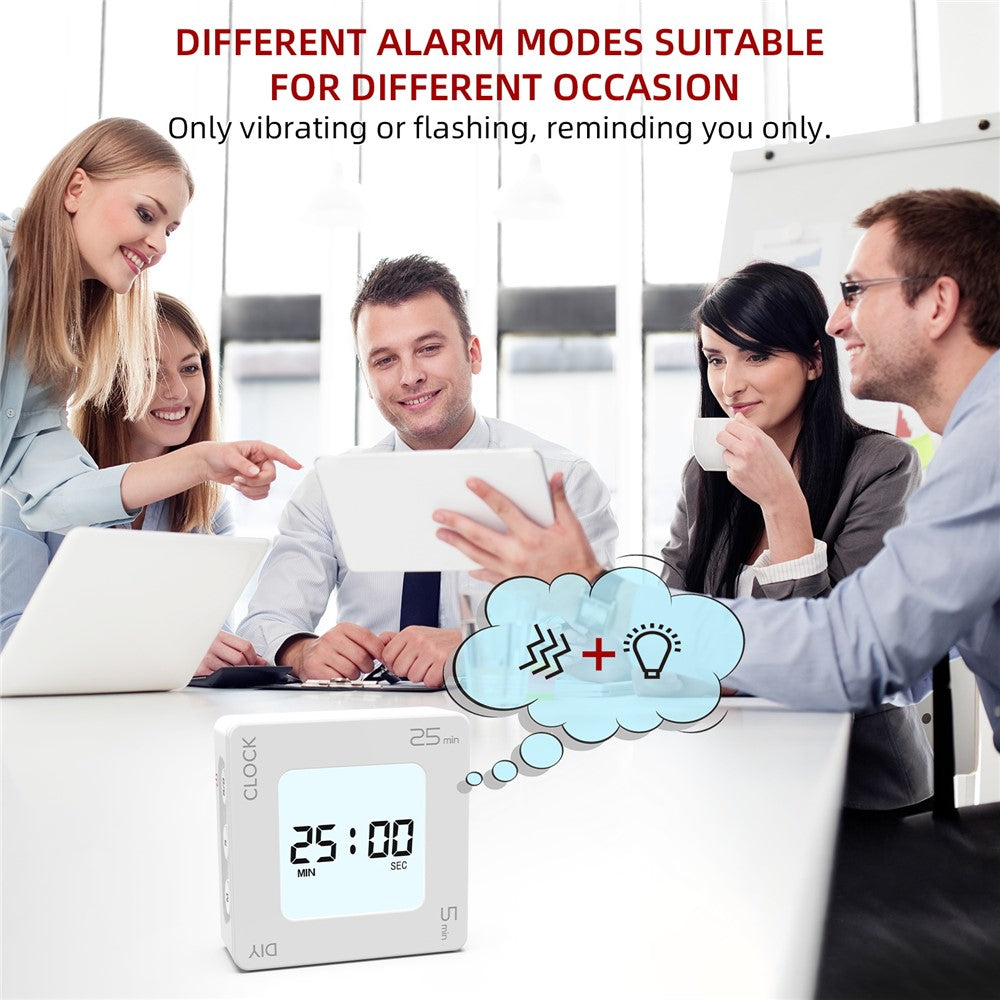 EN7019 Portable Flip Timer Mini Time Reminder Vibrating Timer Countdown Alarm Clock with Backlit