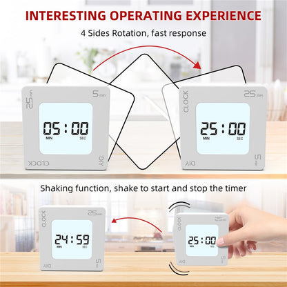 EN7019 Portable Flip Timer Mini Time Reminder Vibrating Timer Countdown Alarm Clock with Backlit
