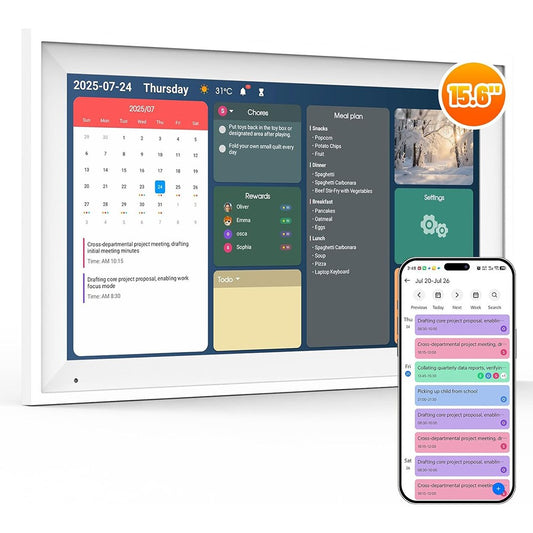 15,6 Zoll Smart Home Organizer Touchscreen – Familienkalender mit Aufgabenverwaltung