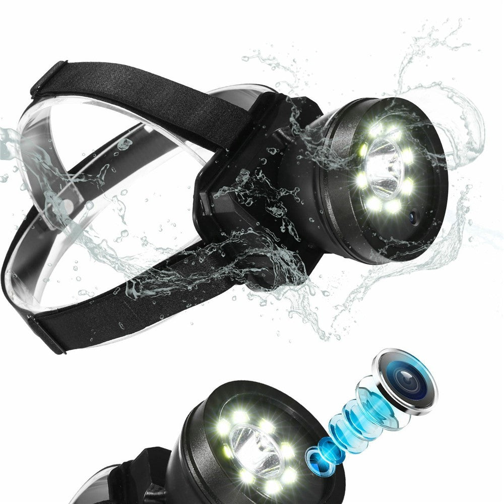 901 IPX5 Waterproof Headlamp for Night Fishing Outdoor Adventure Wearable Flashlight with Camera