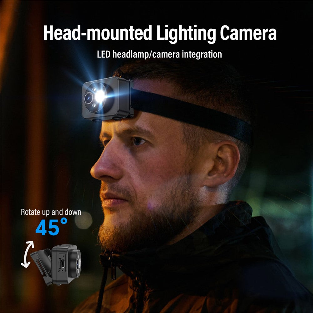 D8 Head-Mounted Light with 1080P Video Recording Gesture Sensing Bright Energy-Saving Headlamp Camera