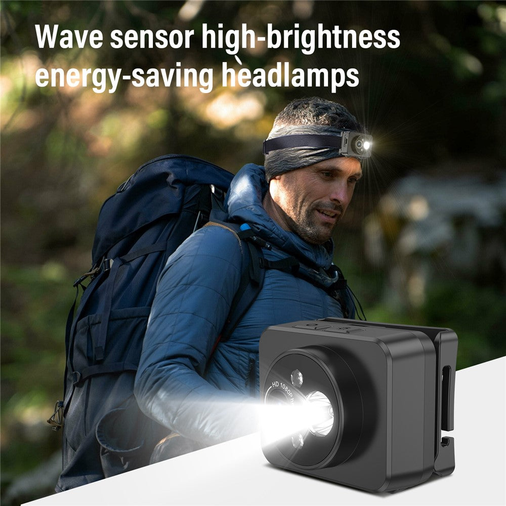 D8 Head-Mounted Light with 1080P Video Recording Gesture Sensing Bright Energy-Saving Headlamp Camera