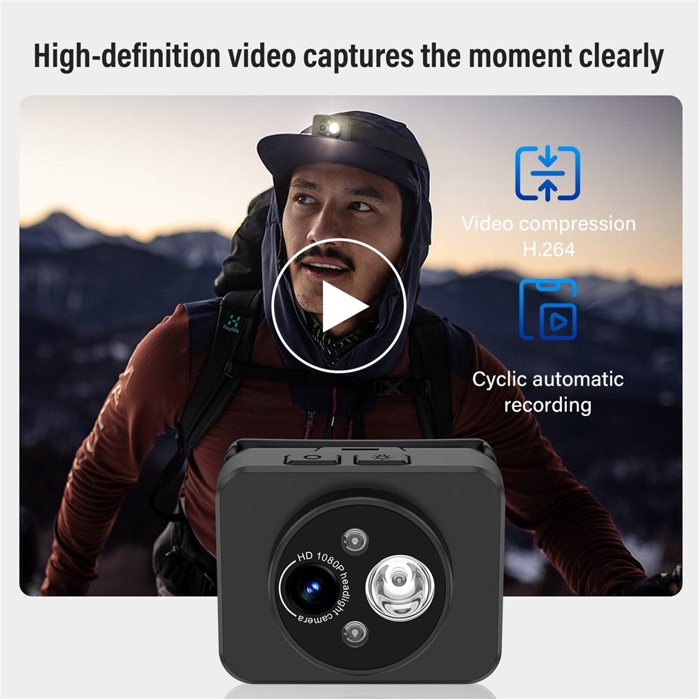 D8 Head-Mounted Light with 1080P Video Recording Gesture Sensing Bright Energy-Saving Headlamp Camera