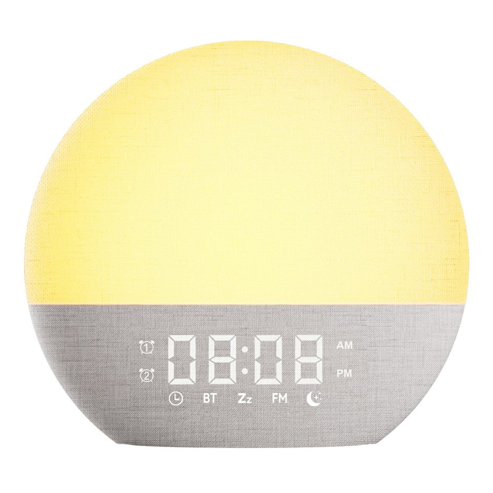 SH08A Fabric Sunrise Design Alarm Clock Bluetooth-Compatible Speaker White Noise with LED Night Light / FM Radio