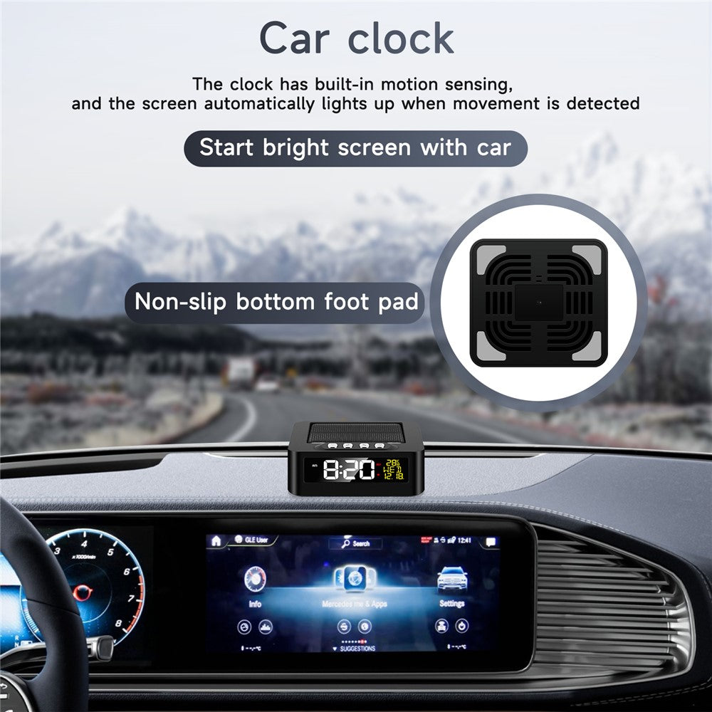 GS-301 Solar Powered Clock Temperature Display LED Digital Alarm Clock with Fatigue Driving Reminder