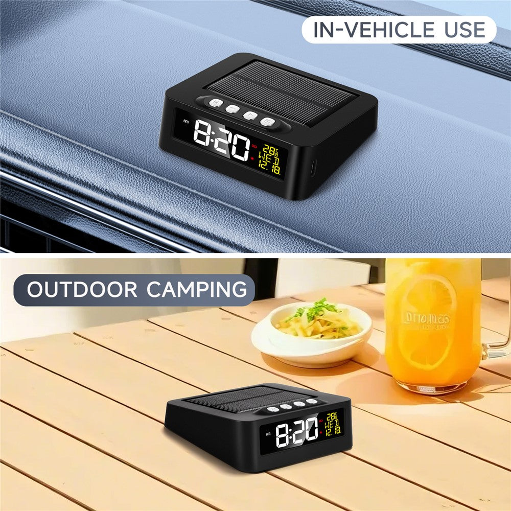 GS-301 Solar Powered Clock Temperature Display LED Digital Alarm Clock with Fatigue Driving Reminder