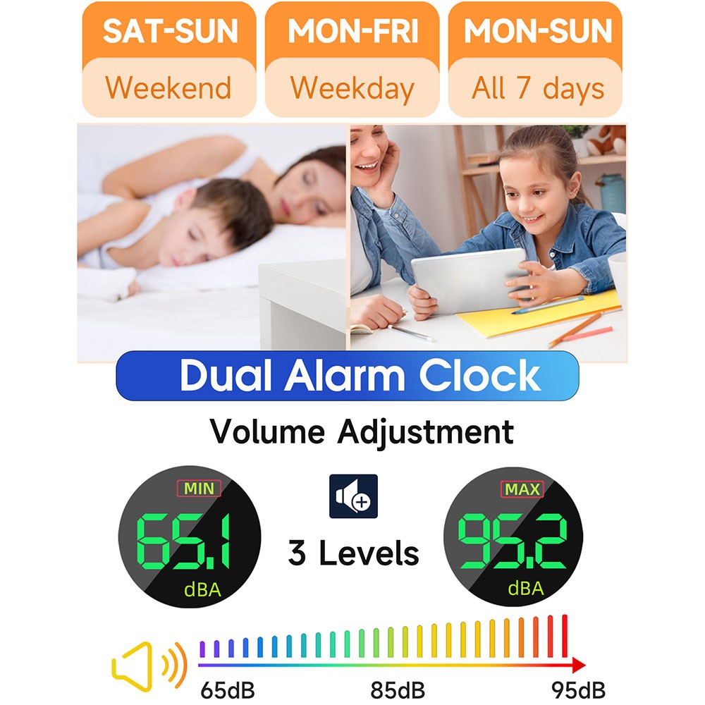 GS-G10 LED Digital Clock for Living Room TV Stand 3 Volume Levels Electronic Alarm Clock with Night Light