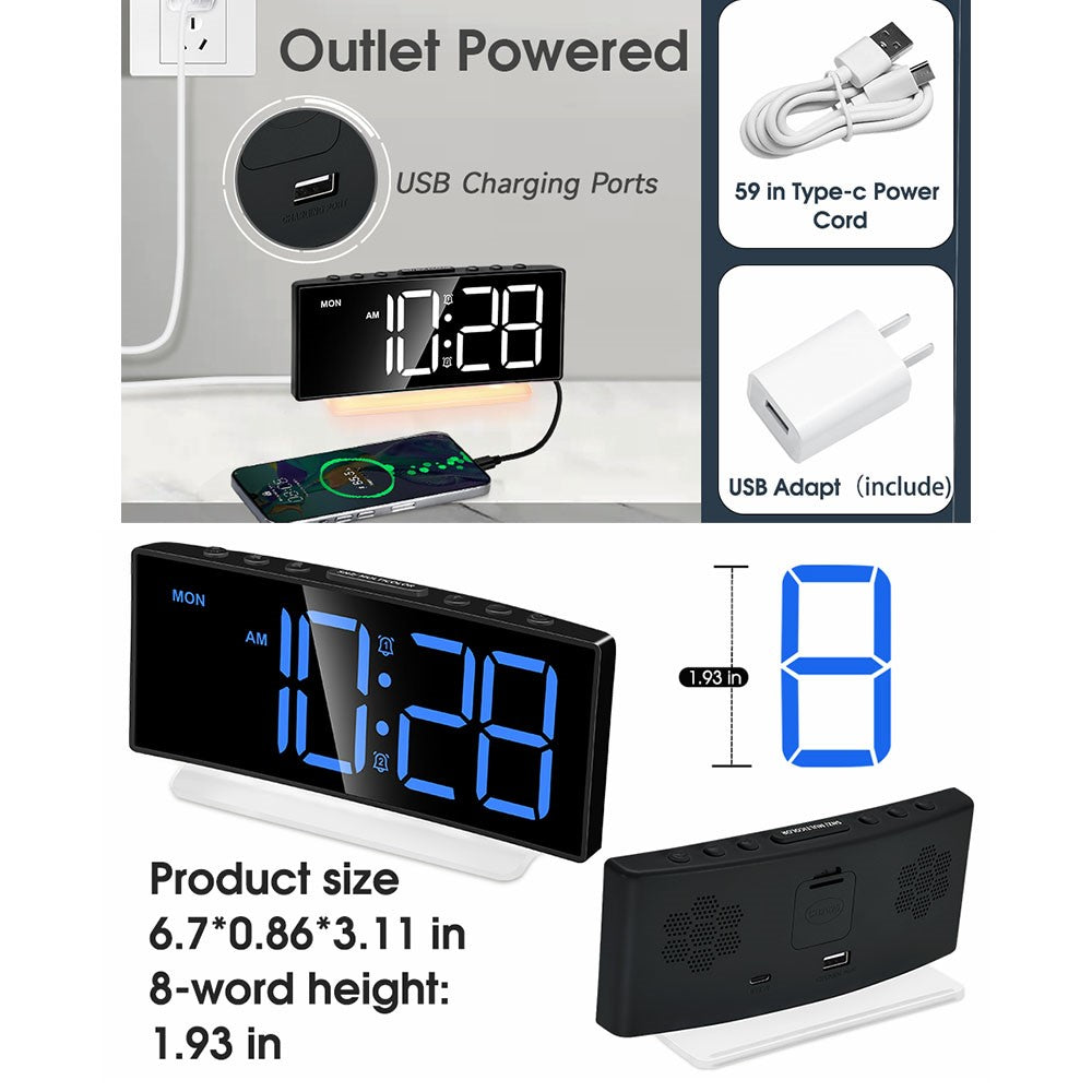 GS-G10 LED Digital Clock for Living Room TV Stand 3 Volume Levels Electronic Alarm Clock with Night Light