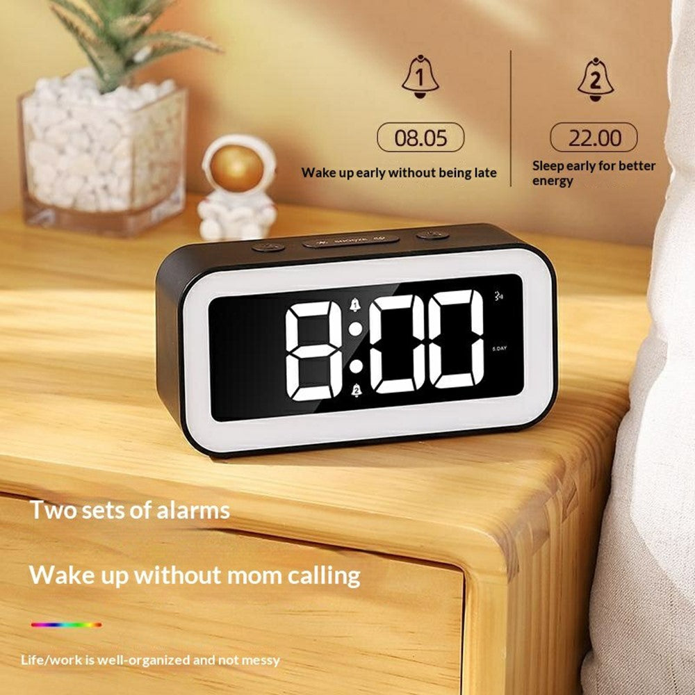 GS202-2 RGB Dynamic Color Display LED Digital Alarm Clock with Night Light Dual Brightness Control Desk Clock