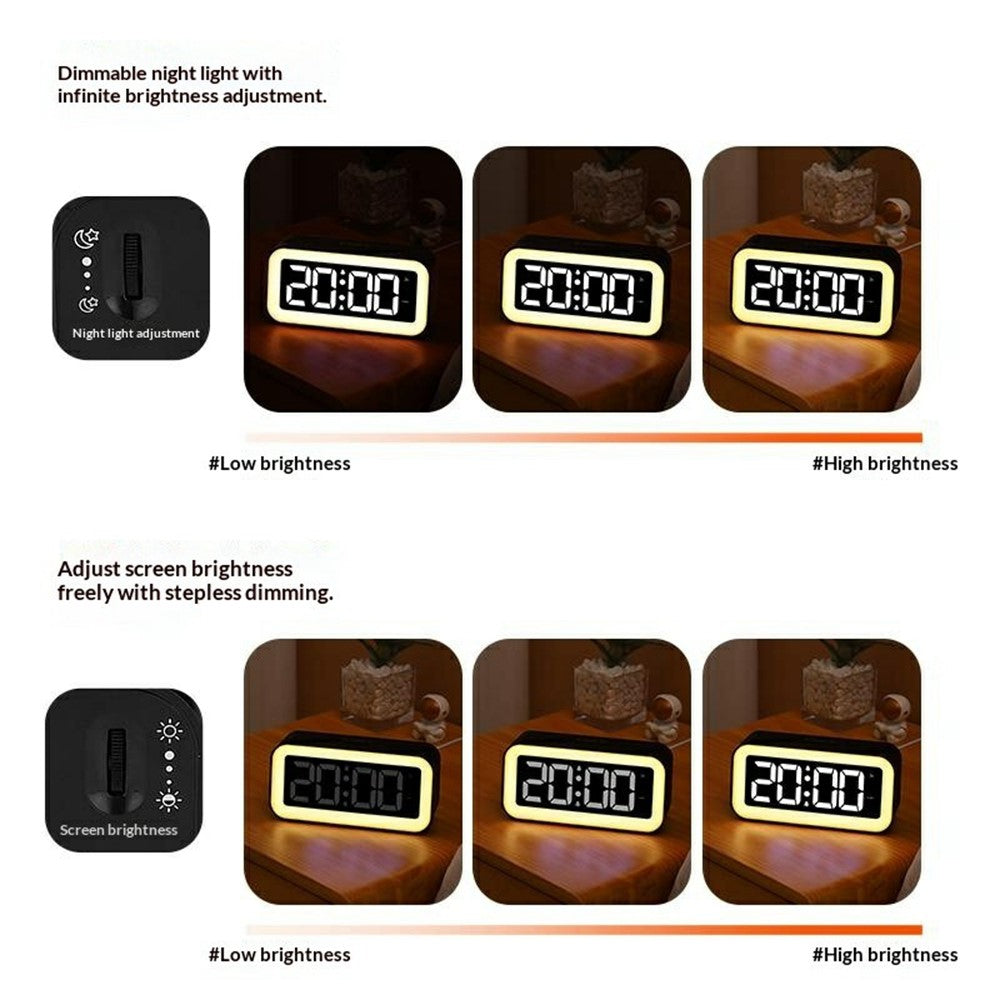 GS202-2 RGB Dynamic Color Display LED Digital Alarm Clock with Night Light Dual Brightness Control Desk Clock
