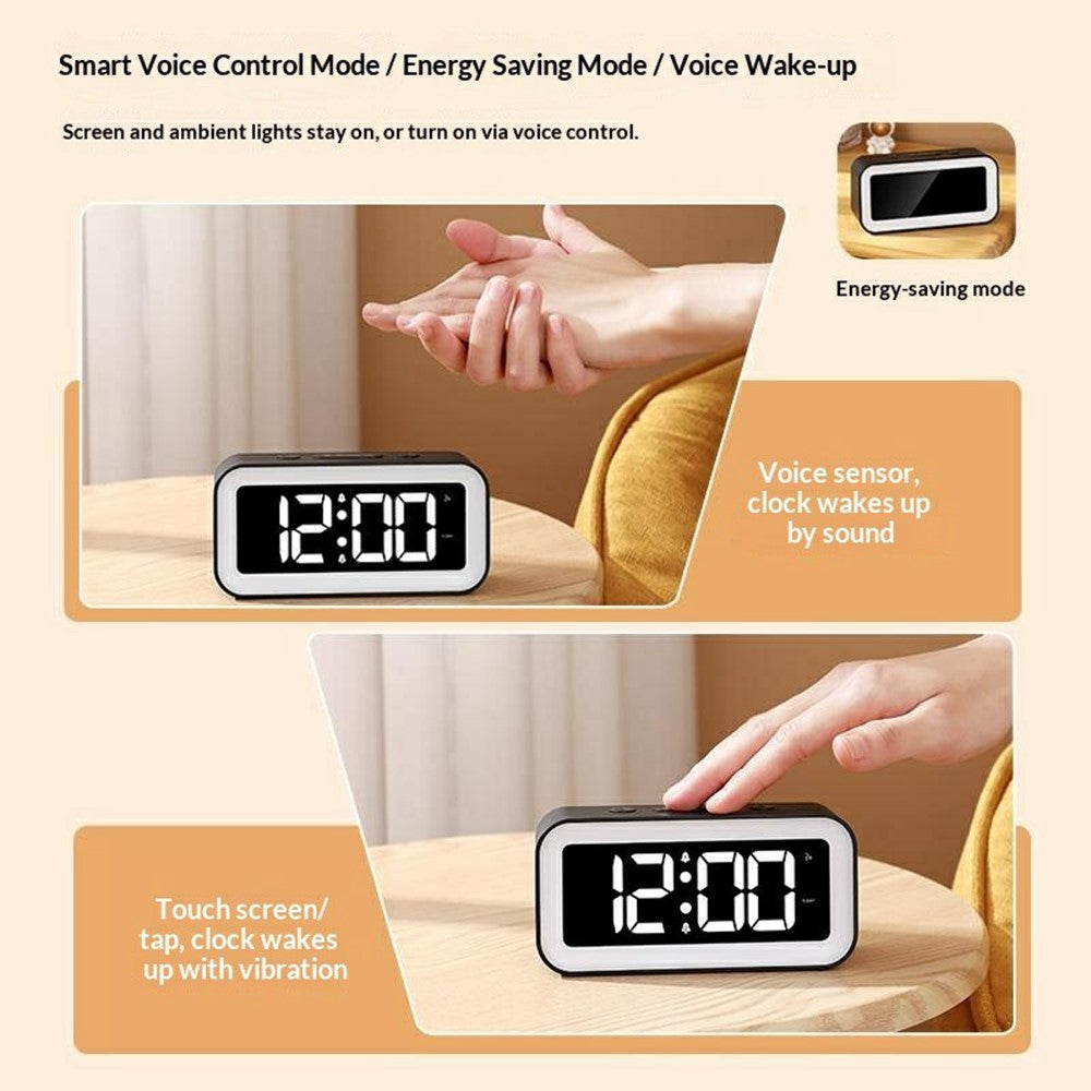 GS202-2 RGB Dynamic Color Display LED Digital Alarm Clock with Night Light Dual Brightness Control Desk Clock
