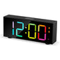 GS-8813 LED Digital Alarm Clock Large Display Temperature Monitor Voice Activated Bedside Clock with RGB Light