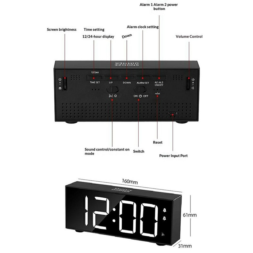 GS-8813 LED Digital Alarm Clock Large Display Temperature Monitor Voice Activated Bedside Clock with RGB Light