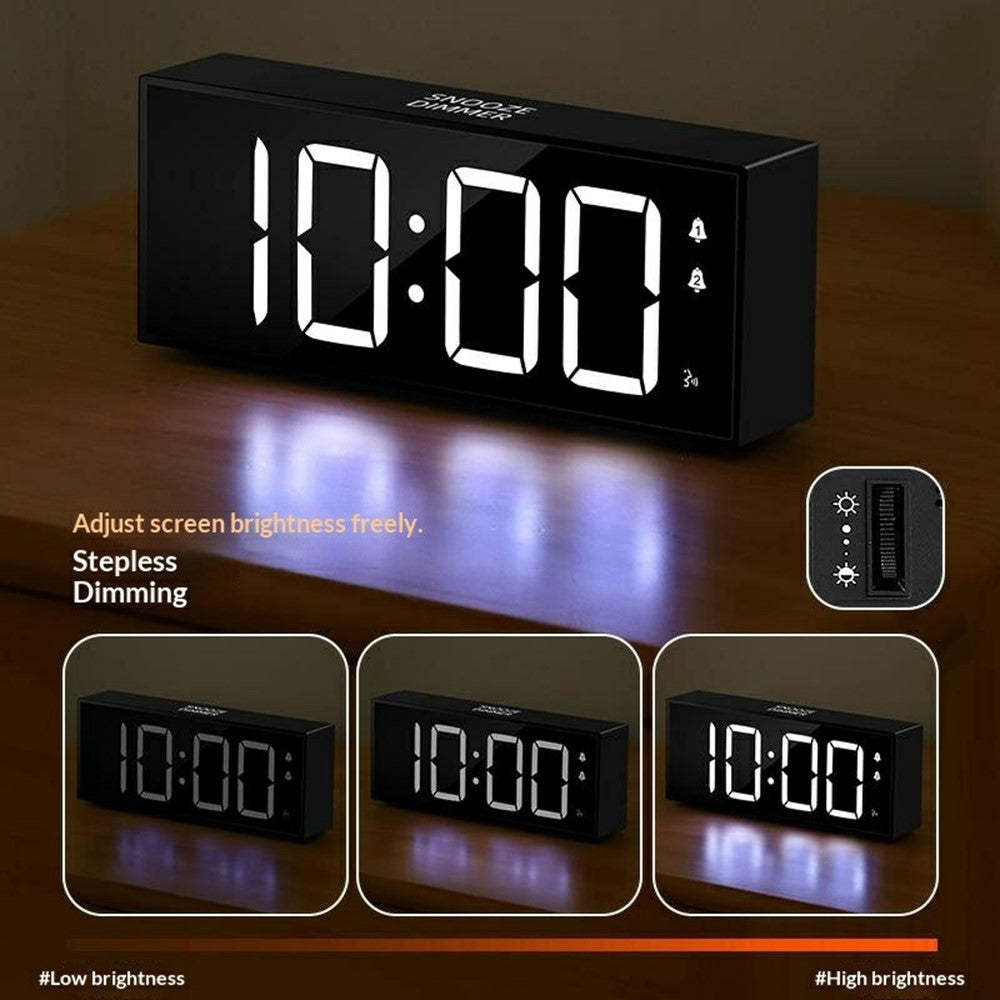 GS-8813 LED Digital Alarm Clock Large Display Temperature Monitor Voice Activated Bedside Clock with RGB Light