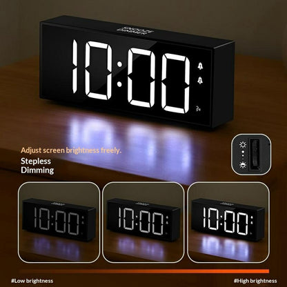 GS-8813 LED Digital Alarm Clock Large Display Temperature Monitor Voice Activated Bedside Clock with RGB Light