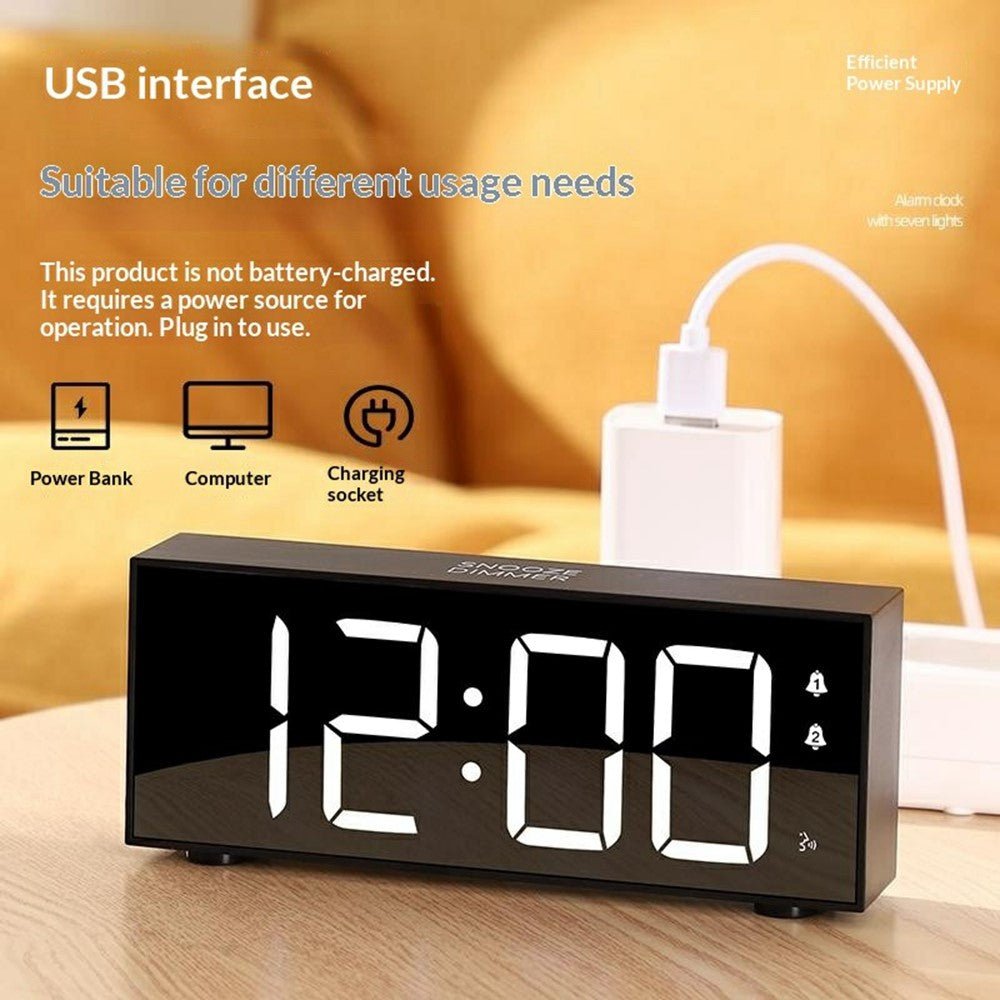GS-8813 LED Digital Alarm Clock Large Display Temperature Monitor Voice Activated Bedside Clock with RGB Light