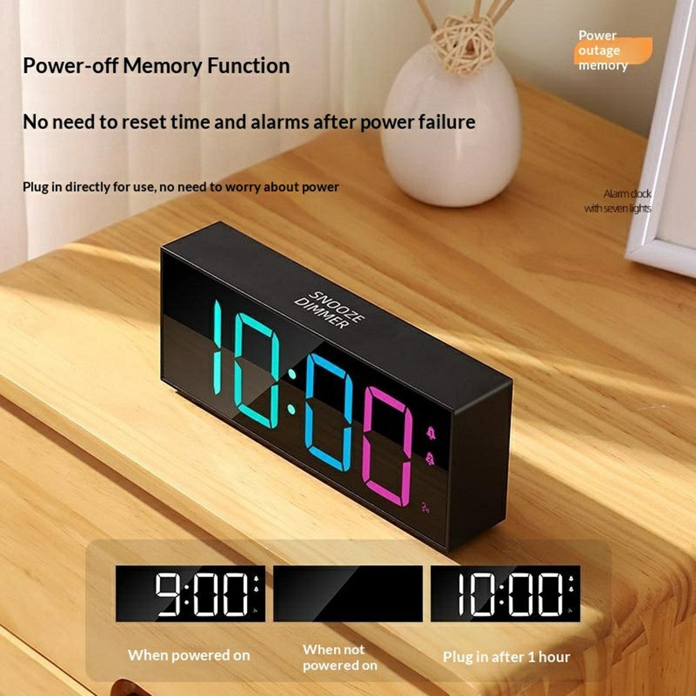 GS-8813 LED Digital Alarm Clock Large Display Temperature Monitor Voice Activated Bedside Clock with RGB Light