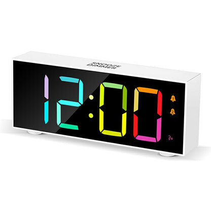GS-8813 LED Digital Alarm Clock Large Display Temperature Monitor Voice Activated Bedside Clock with RGB Light