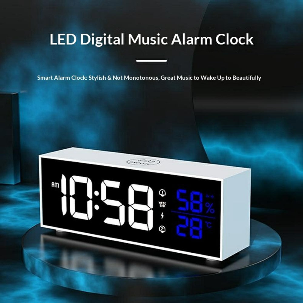 GS-8812 Multi-function Music Alarm Clock Mirror Display LED Digital Indoor Thermometer Hygrometer