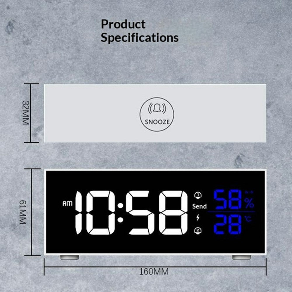 GS-8812 Multi-function Music Alarm Clock Mirror Display LED Digital Indoor Thermometer Hygrometer