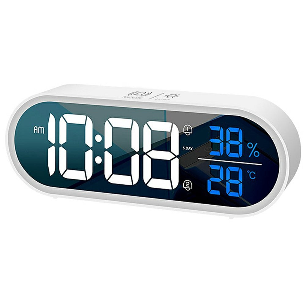 GS-8811 LED Mirror Alarm Clock Digital Display Thermometer Hygrometer Smart Music Clock