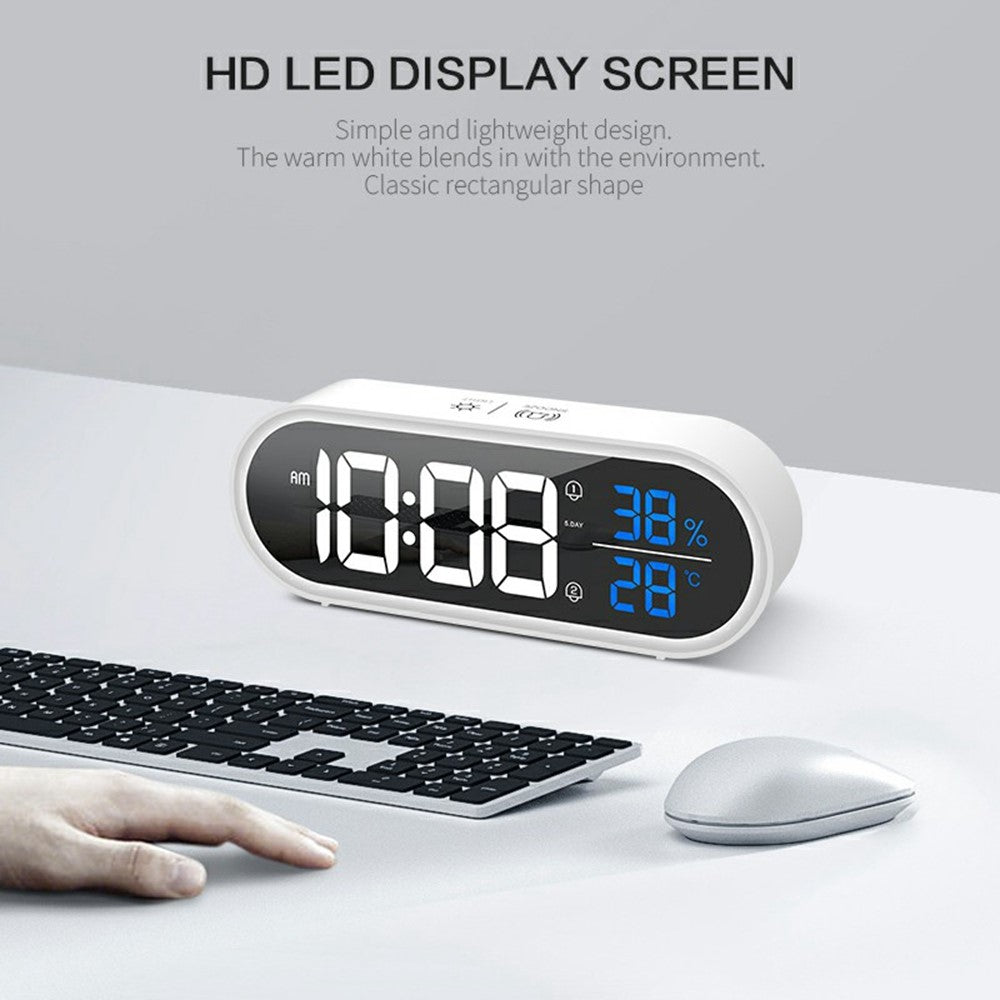 GS-8811 LED Mirror Alarm Clock Digital Display Thermometer Hygrometer Smart Music Clock
