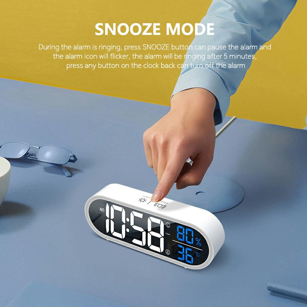 GS-8811 LED Mirror Alarm Clock Digital Display Thermometer Hygrometer Smart Music Clock
