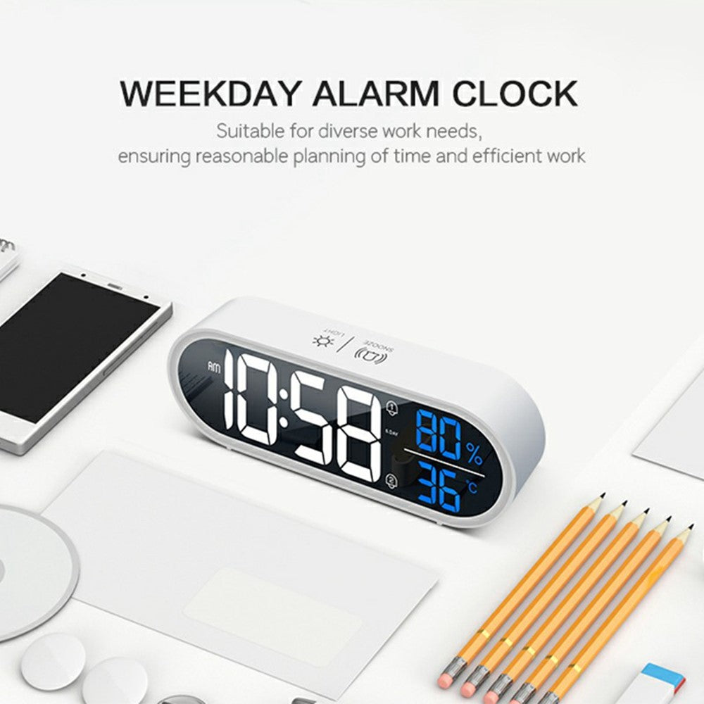 GS-8811 LED Mirror Alarm Clock Digital Display Thermometer Hygrometer Smart Music Clock