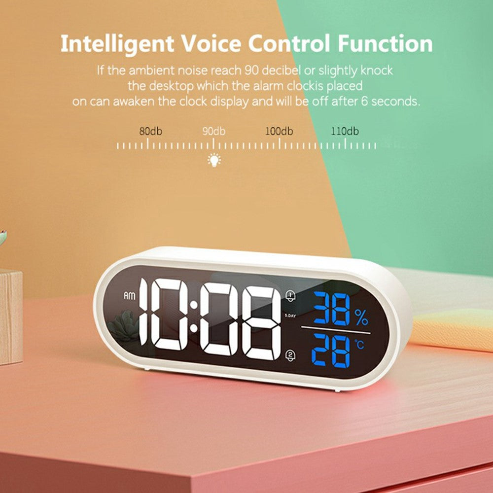 GS-8811 LED Mirror Alarm Clock Digital Display Thermometer Hygrometer Smart Music Clock