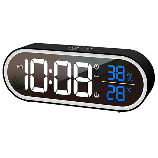 GS-8811 LED Mirror Alarm Clock Digital Display Thermometer Hygrometer Smart Music Clock