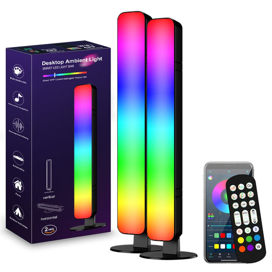 D04 2Pcs Sound Pickup RGB Desktop Ambient Light Smart Gaming Light Bar with Remote Control, Bluetooth-compatible Version