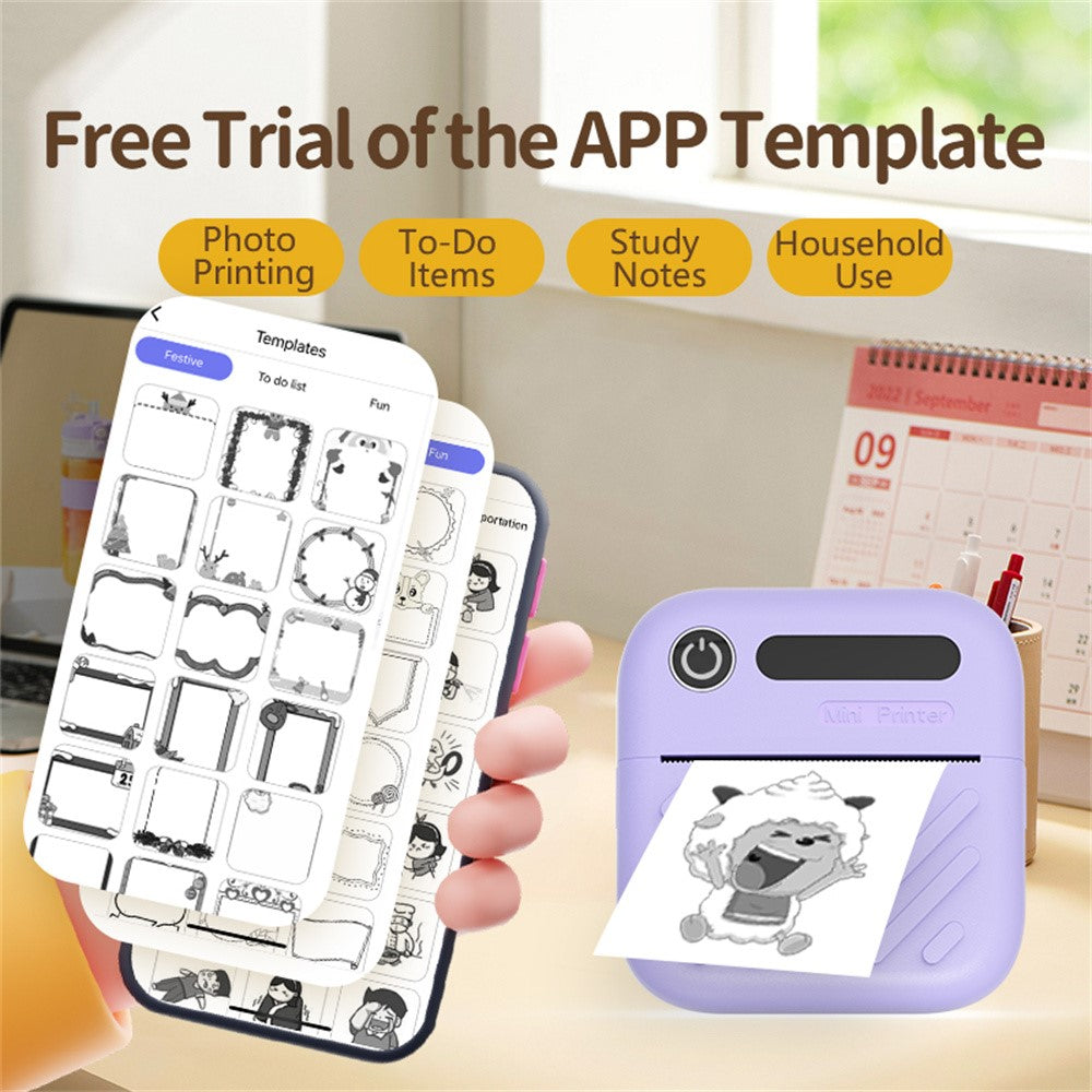 A36 Mini Thermal Printer 200 DPI Portable  Bluetooth-compatible Label Printer for Office Study (APP: AumiLabel)