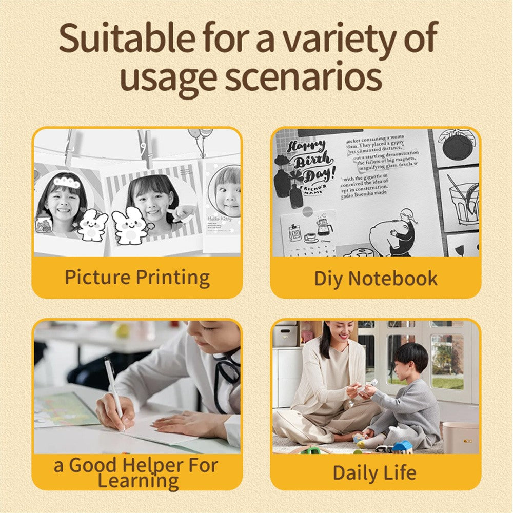 A36 Mini Thermal Printer 200 DPI Portable  Bluetooth-compatible Label Printer for Office Study (APP: AumiLabel)
