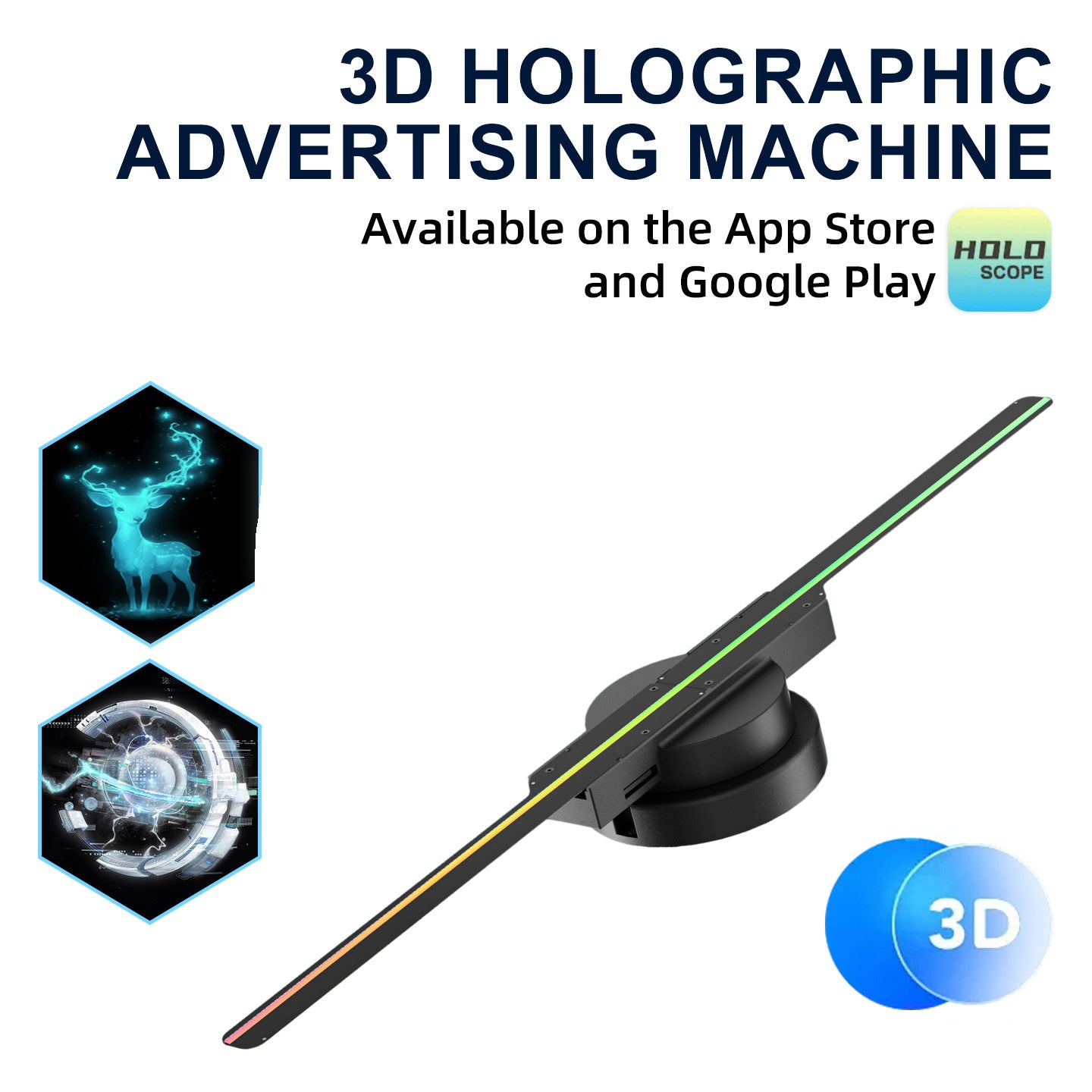 42cm 3D Hologram Fan WiFi App Control Holographic 224 LEDs Display Projector for Video Advertising