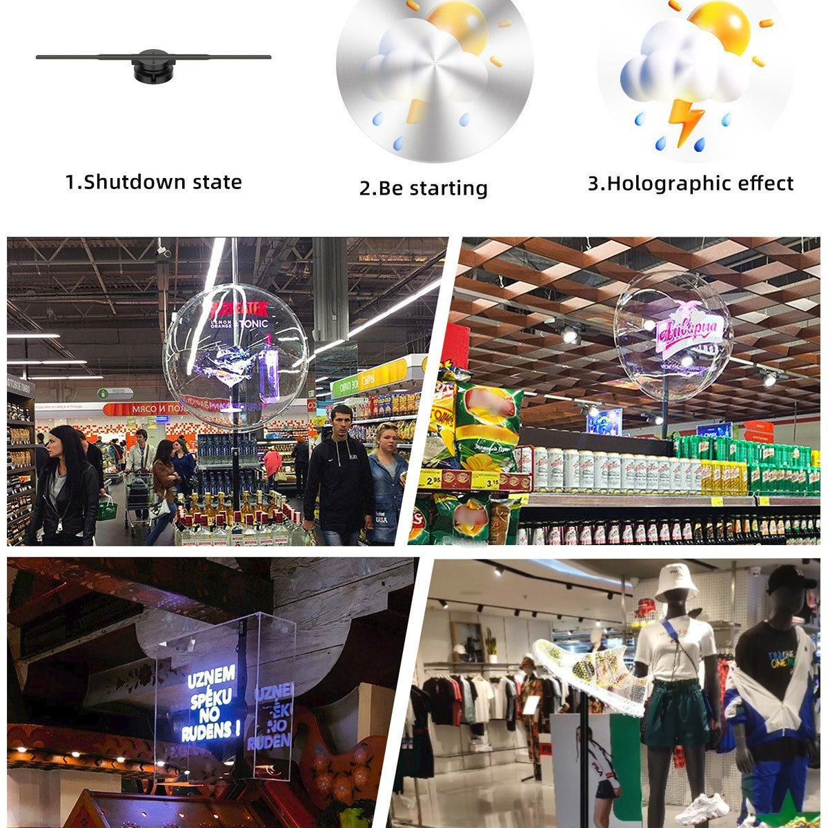 42cm 3D Hologram Fan WiFi App Control Holographic 224 LEDs Display Projector for Video Advertising