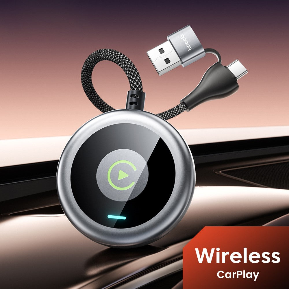 TOOCKI Wired to Wireless CarPlay Adapter: USB-C/USB-A, Bluetooth 5.0