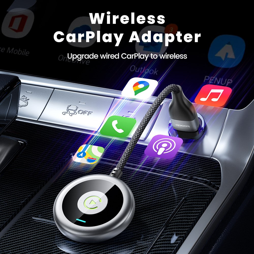 TOOCKI Wired to Wireless CarPlay Adapter: USB-C/USB-A, Bluetooth 5.0