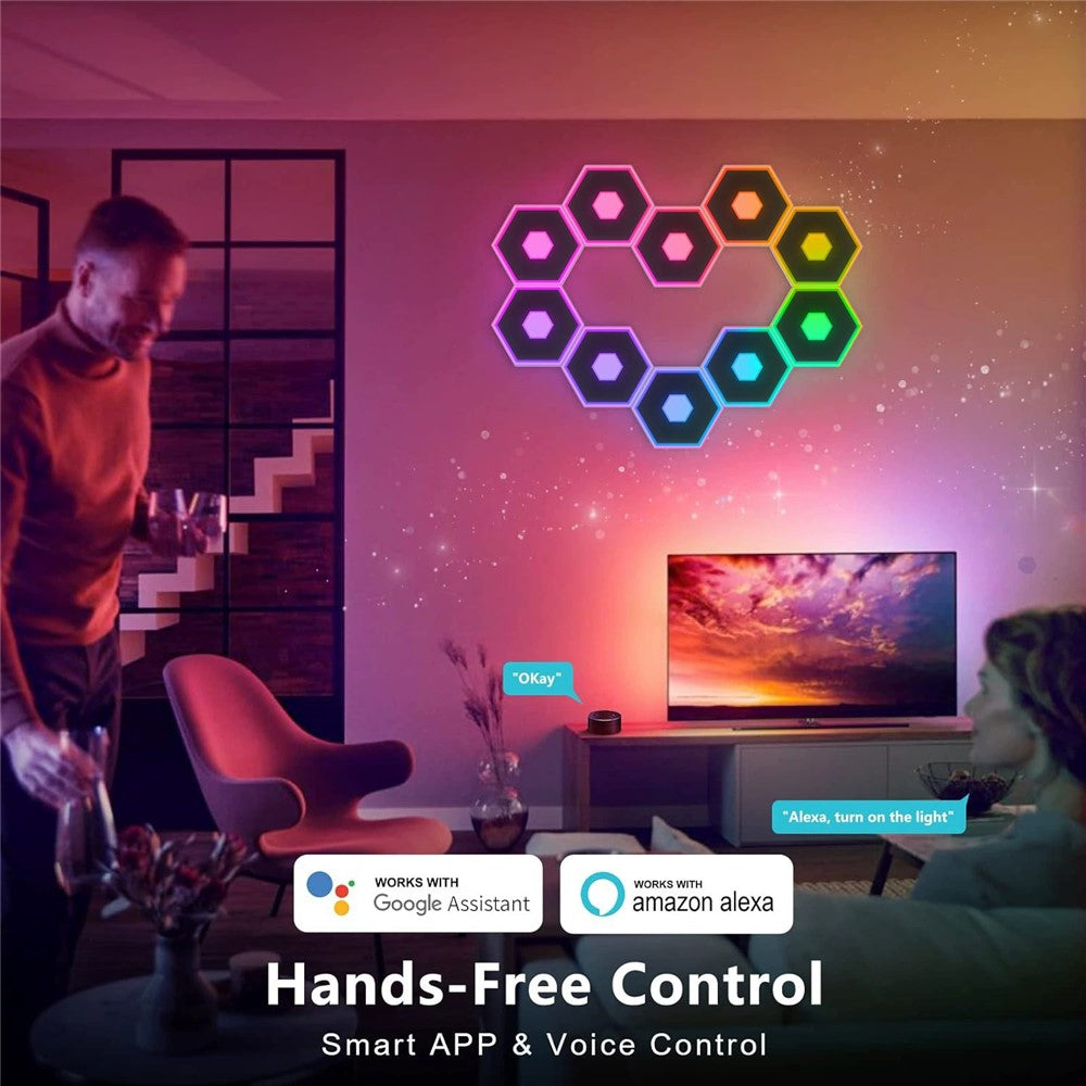 G01 12Pcs Tuya WiFi Version Bluetooth-compatible Smart Hexagon Light Panels RGB LED Wall Lights App Control Music Sync Wall Lamp Panel Kit for Bedroom Gaming Room