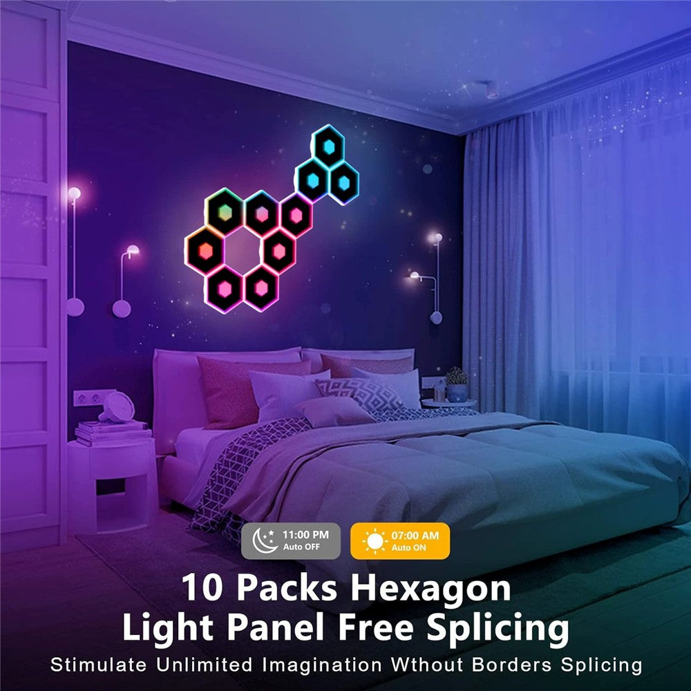 G01 15Pcs Smart Hexagon Light Panels RGB LED Wall Lights App Control Music Sync Wall Lamp Panel Kit for Bedroom Gaming Room