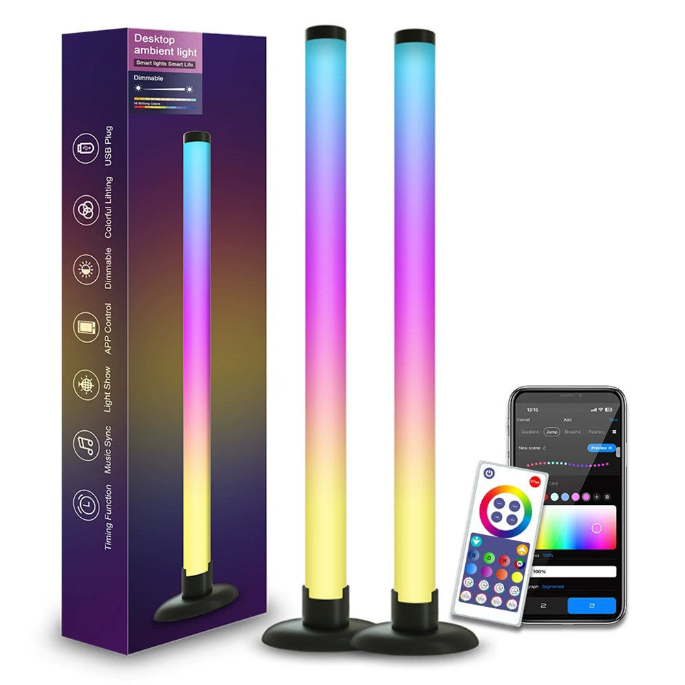 SAL061 2Pcs Gaming Desktop LED Atmosphere Lamp 360 Degree RGB Music Sync Smart APP Control USB Ambient Light