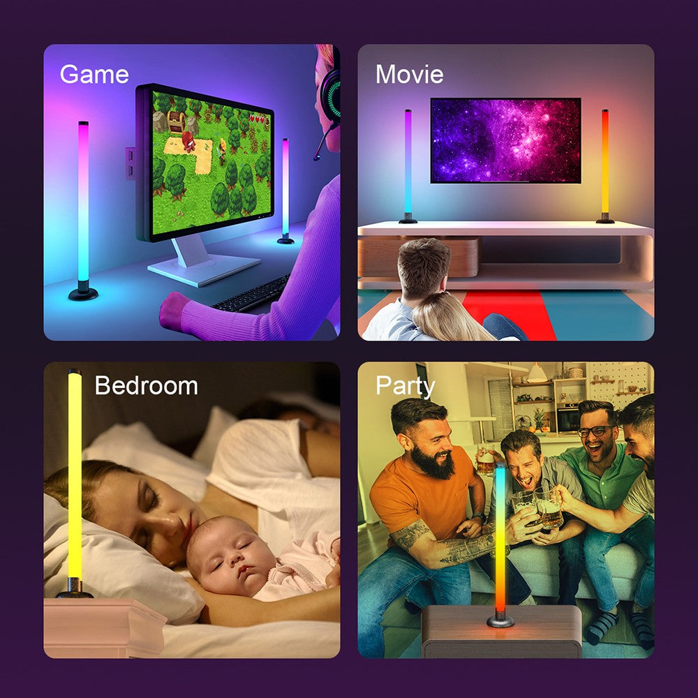 SAL061 2Pcs 360 Degree RGB LED Desk Ambient Light Bar Tuya WiFi Bluetooth-compatible Music Sync Atmosphere Lamp for Gaming