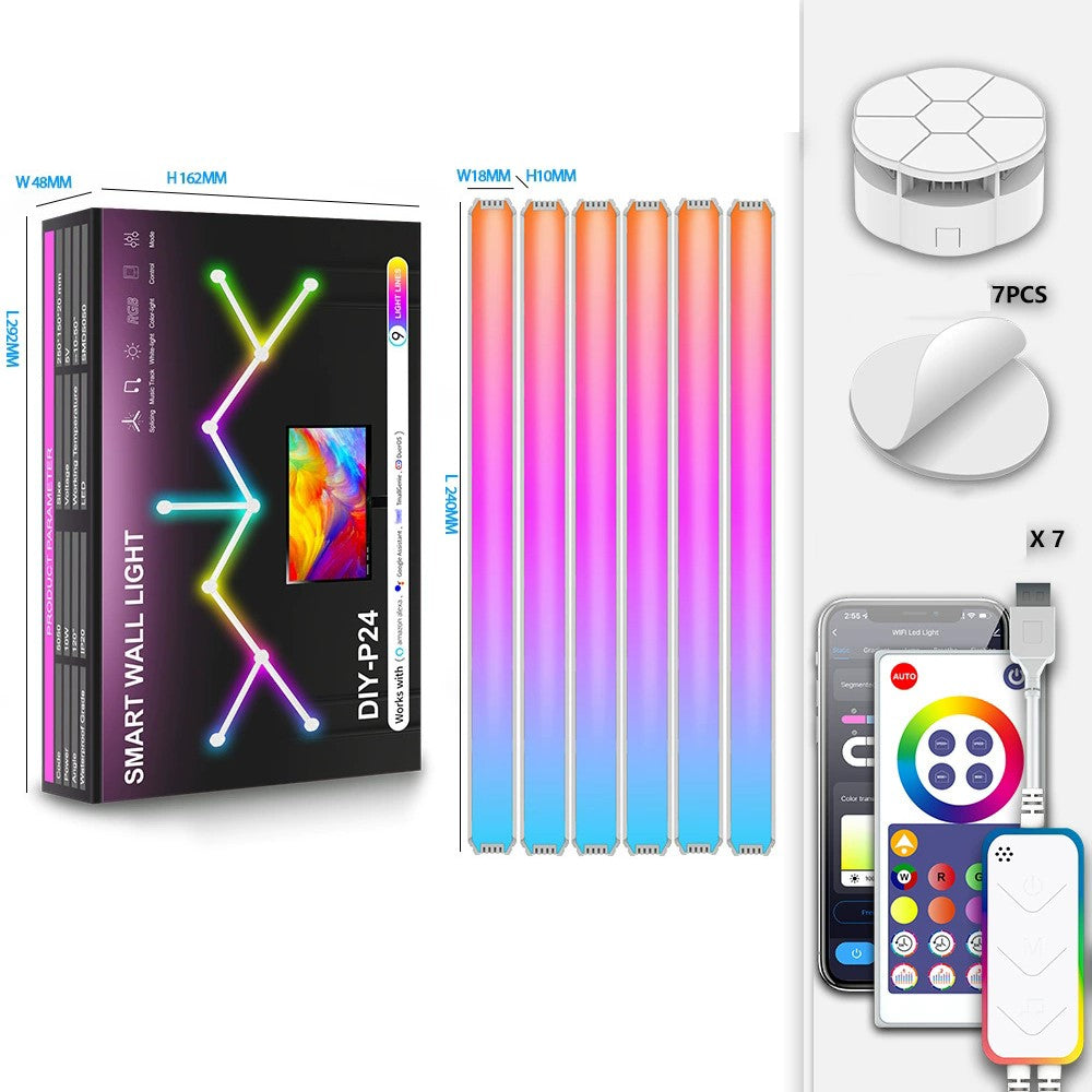 DIY024 6Pcs Tuya WiFi Smart Atmosphere Wall Lights Bluetooth-compatible DIY Modular RGBIC LED Music Sync APP Control Ambient Lamp