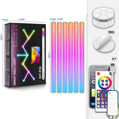 DIY024 6Pcs Tuya WiFi Smart Atmosphere Wall Lights Bluetooth-compatible DIY Modular RGBIC LED Music Sync APP Control Ambient Lamp