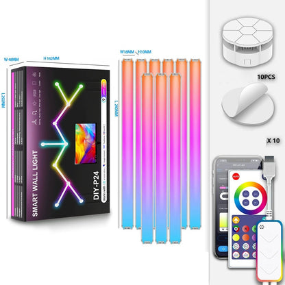 DIY024 9Pcs Tuya WiFi Smart Atmosphere Wall Lights Bluetooth-compatible DIY Modular RGBIC LED Music Sync APP Control Ambient Lamp