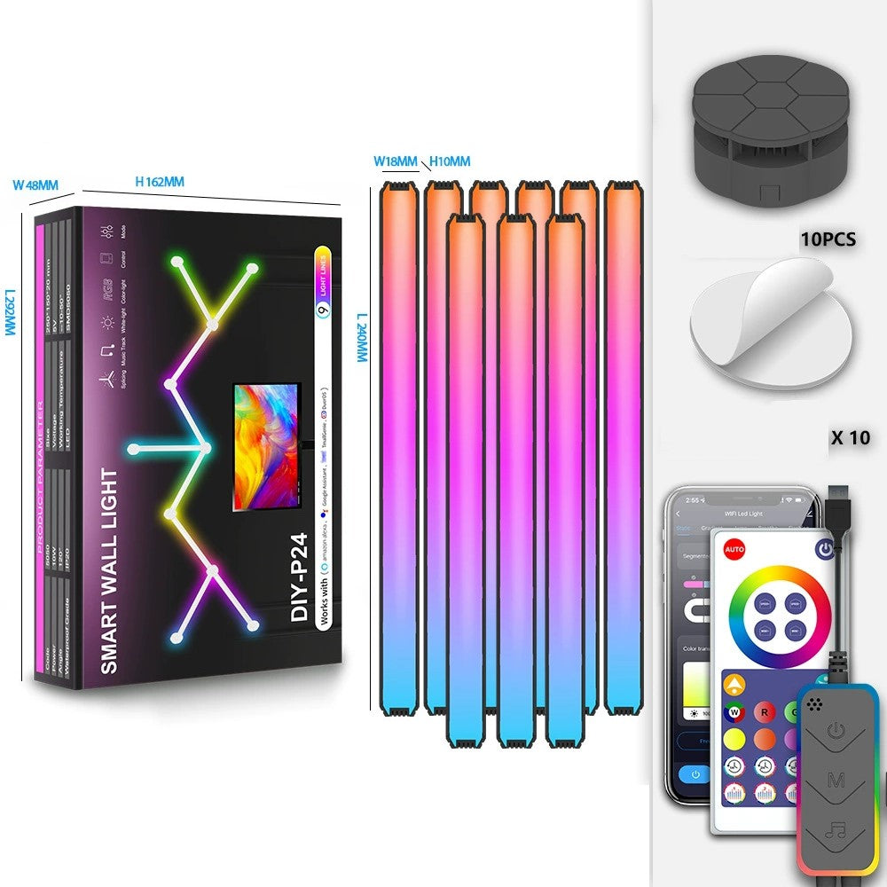 DIY024 9Pcs Tuya WiFi Smart Atmosphere Wall Lights Bluetooth-compatible DIY Modular RGBIC LED Music Sync APP Control Ambient Lamp