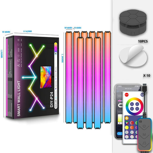 DIY024 9Pcs Tuya WiFi Smart Atmosphere Wall Lights Bluetooth-compatible DIY Modular RGBIC LED Music Sync APP Control Ambient Lamp