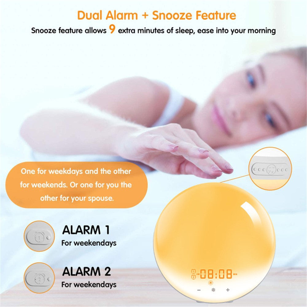 SH-01S WiFi Smart APP Wake-Up Light Alarm Clock Voice Multi-Function Sleep Colorful Night Light Supports Alexa / Google Home