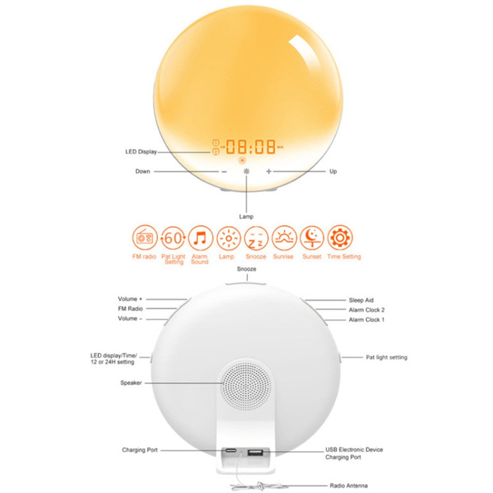 SH-01S WiFi Smart APP Wake-Up Light Alarm Clock Voice Multi-Function Sleep Colorful Night Light Supports Alexa / Google Home
