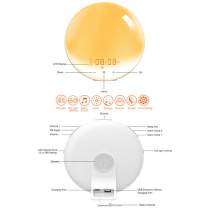 SH-01S WiFi Smart APP Wake-Up Light Alarm Clock Voice Multi-Function Sleep Colorful Night Light Supports Alexa / Google Home